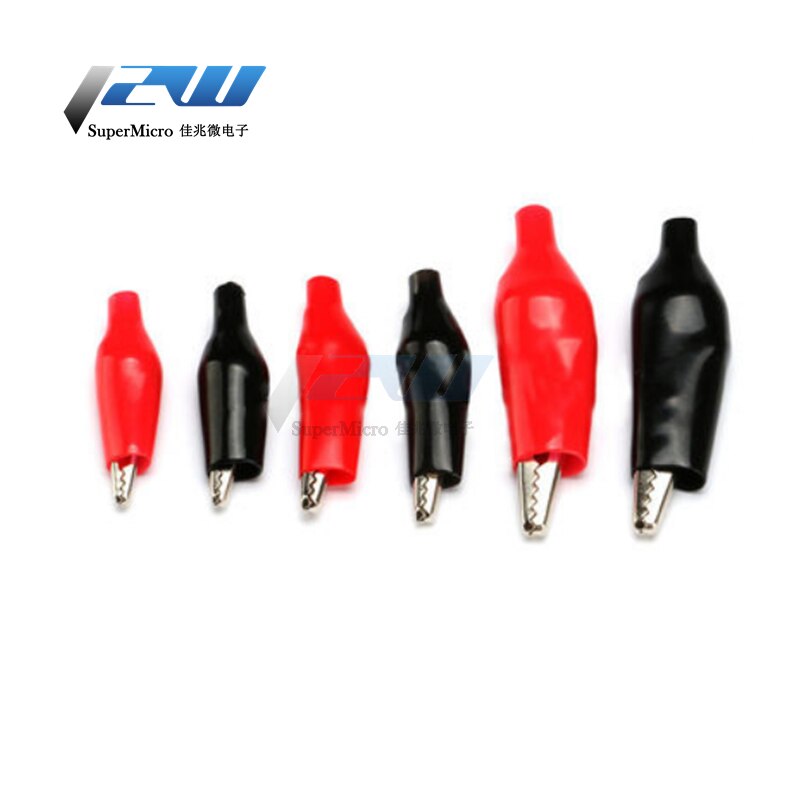 10pcs Metal Alligator Clip G98 Crocodile Electrical Clamp Testing Probe Meter Black Red with Plastic Boot Car Auto Battery