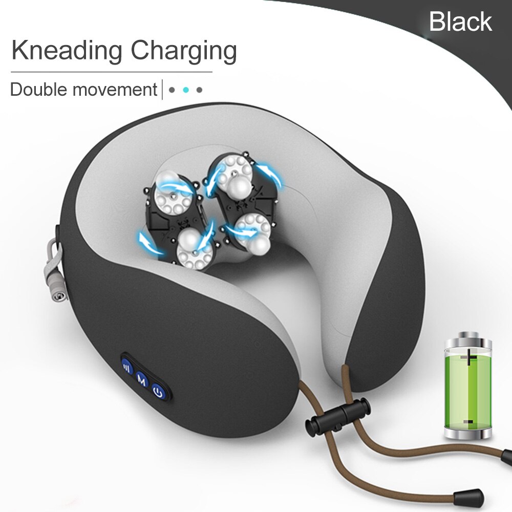 JINSERTA Elektrische Massage Nekkussen Hoofdsteun Reizen Kussen Therapie U-vormig Kussen Massager voor Thuis Kantoor Rust