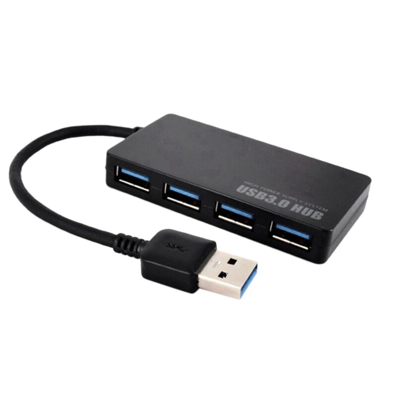 Usb 3.0 hub 4 poorten supersnelheid 5 gbps 4-- poorts usb 3.0 zwart & hoge snelheid 5 gbps 4-- poorts usb 3.0 hub-adapter