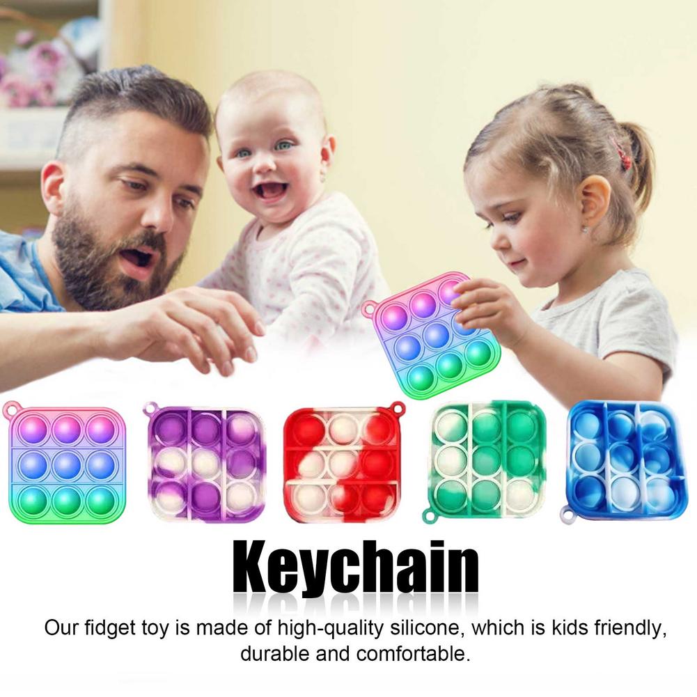 Push Pop Bubble Sensory Toy Autism Needs Squish Stress Reliever Toys Adult Child Funny Anti-stress Fidget Key Chain