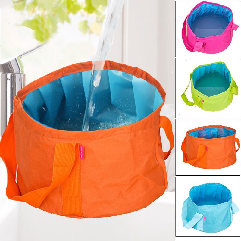 15L portátil de viaje al aire libre plegable lavabo de Camping cuenca tazón bolsa de lavamanos de baño de pie de cubo