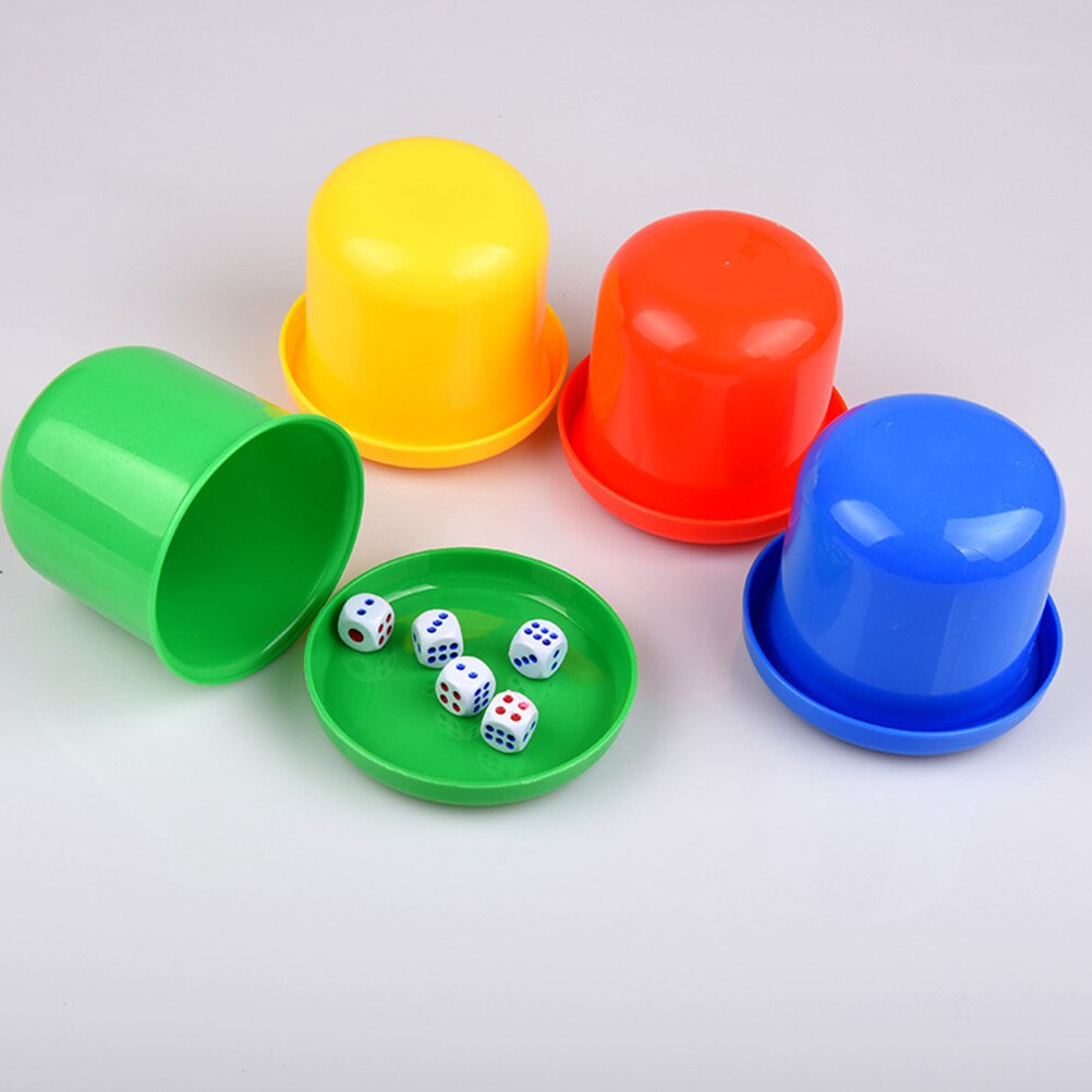 2PCS/Set Game Dice Set 12mm Dice Plastic Thickening Durable Dice Shaking Cup For Backgammon Bar Party Game (Random Color)