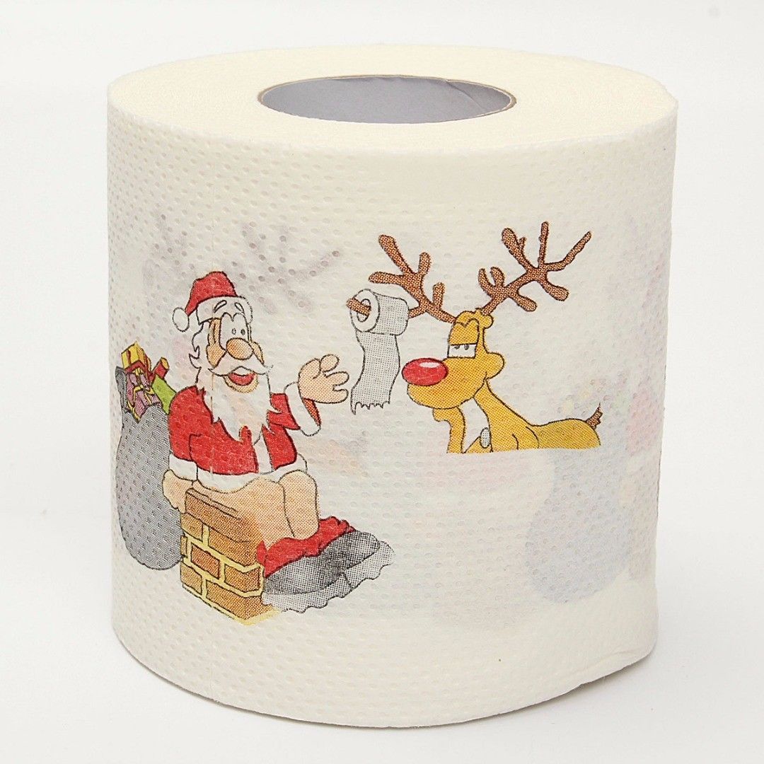 1 rulle julemanden billede trykt toiletpapir sød håndværk sikker hygiejnisk hygiejnepapir xmas julefest ornamenter