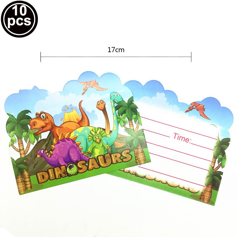 Kinderen happy birthday decoratie dinosaurus wegwerp servies babyshower jongen feestbenodigdheden papieren beker bord servet: Uitnodigingskaart 10 stuks