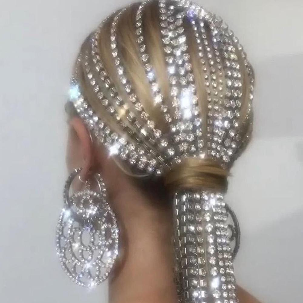 Stonefans Lange Quaste Strass Kopf Kette Headwear für Frauen Kristall Hochzeit Haar Zubehör Braut stirnband Schmuck