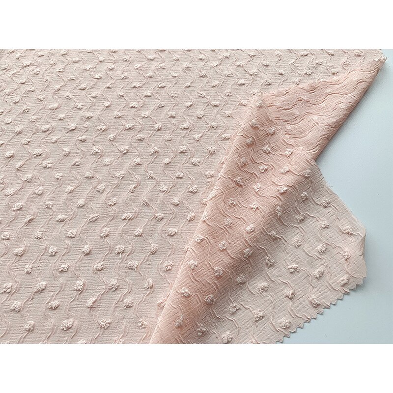 3D Brocade Chiffon Wavy Crinkle Fabric Nano-crepe Furry Jacquard Fringed Fabric Dress Fabric