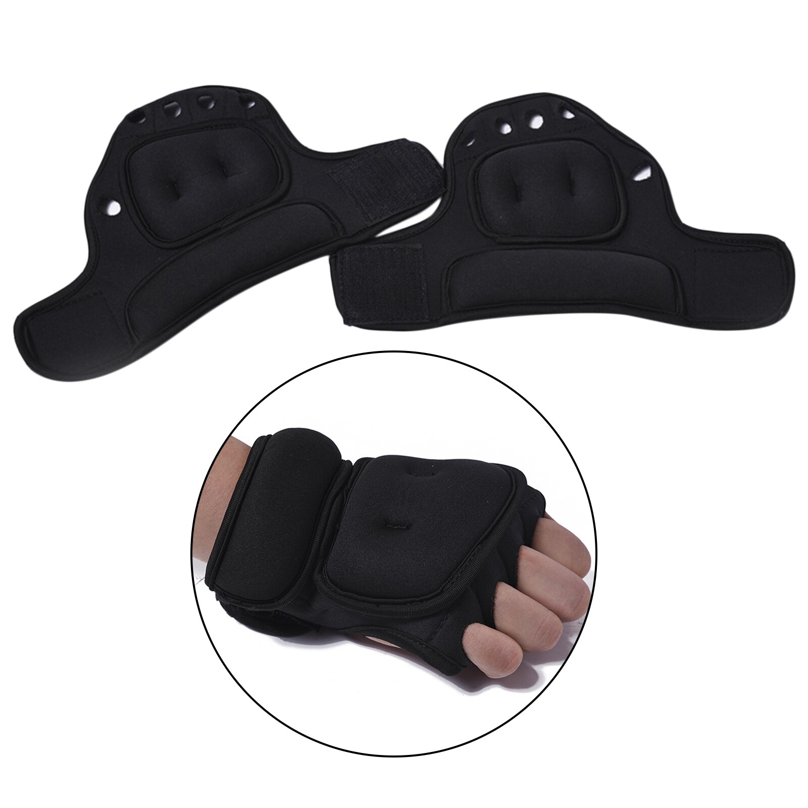 Gewogen Handschoenen-1 Pond Elke Handschoen Voor Cardio Aerobics Hand Snelheid Coördinatie Schouder Kracht En Kickboksen: Black