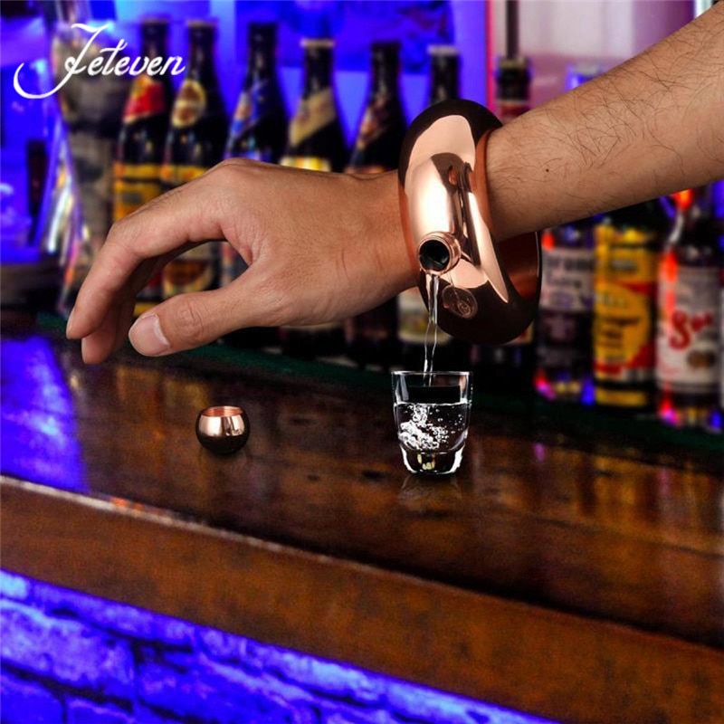 Rustfrit stål armbånd armbånd hofteflaske alkohol whisky spiritus grydeholder drinkware smykker