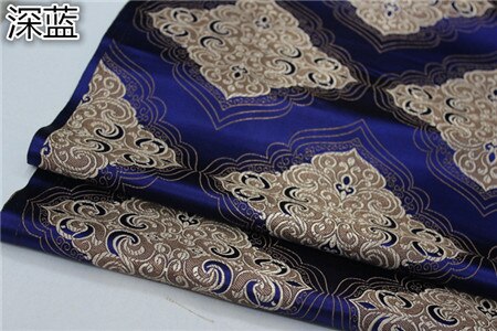 Cf581 1 meter blå / rød / lilla / grøn kinesisk silke jacquard brokadestof kinesisk stil qipao tang dragt stof sædehynde klud: Mørkeblå 1 meter