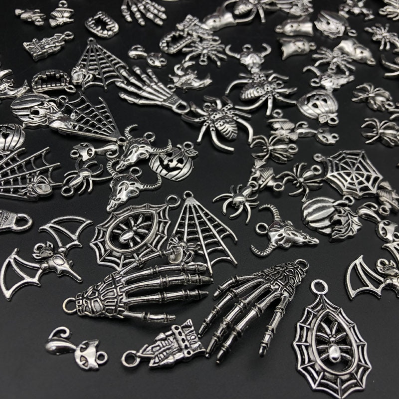Halloween charms vedhæng 100pc blandet metal metal zink legering charms til diy smykker halskæde armbånd gør håndlavet håndværk