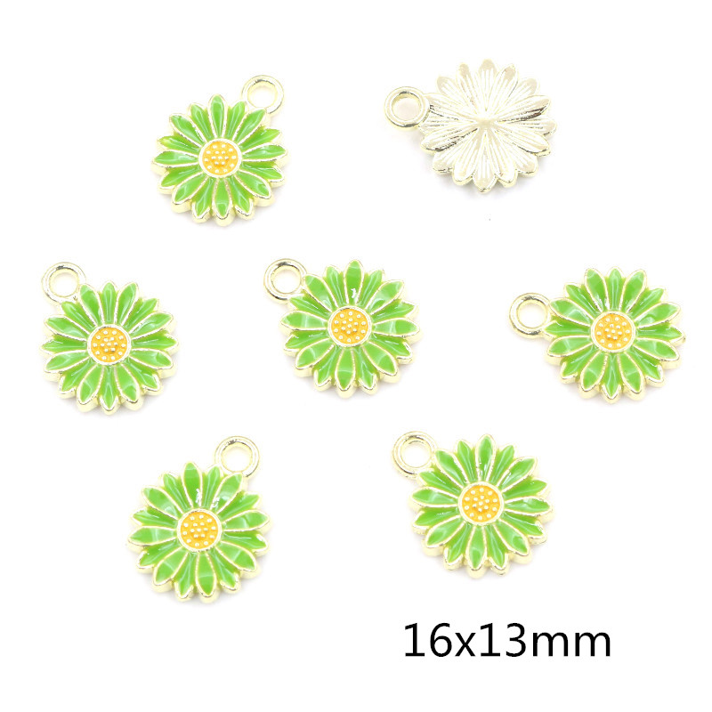 20Pcs 7-Kleuren Legering Metal Olie Colorblock Madeliefjes Charme Bloem Hanger Voor Diy Armband Ketting Sieraden Maken bevindingen: Platinum Plated