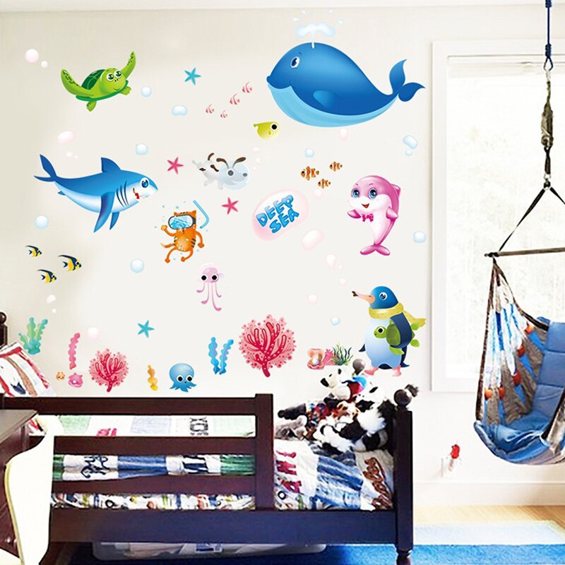 Fun Shark & Dolphin Vinyl Sticker Decal - Perfect For Laptop, Car, Wall, Or Water Bottle