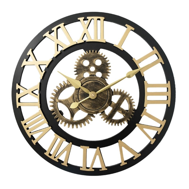 40/50cm Vintage silencieux horloge murale arabe chiffre romain pendule horloges décor