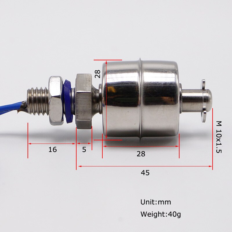 M10*45mm 220V Tank Liquid Water Level Sensor Stainless Steel Float Switch