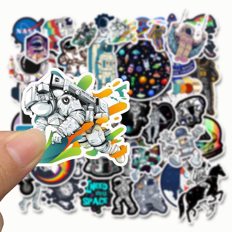 50PCS Galaxy Space Planetary Astronaut Stickers For Suitcase Guitar Computer Skateboard Motorcycle PVC Waterproof Laptop Sticker