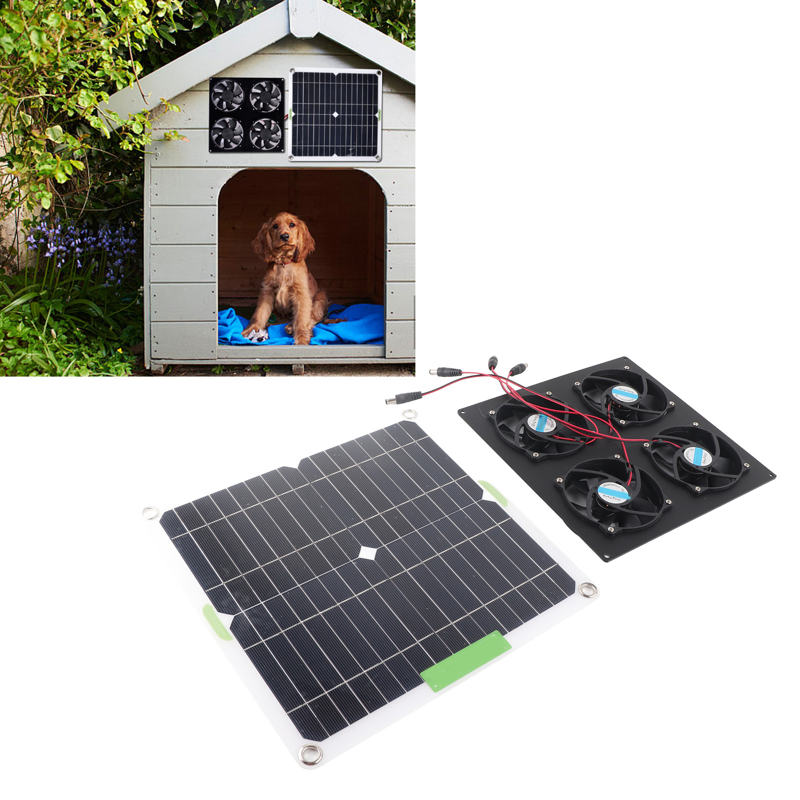 Ventilator op zonne-energie voor luchtcirculatie, waterdicht, eenvoudig te installeren, zonnepaneelventilatorset voor kleine kippenhokken.