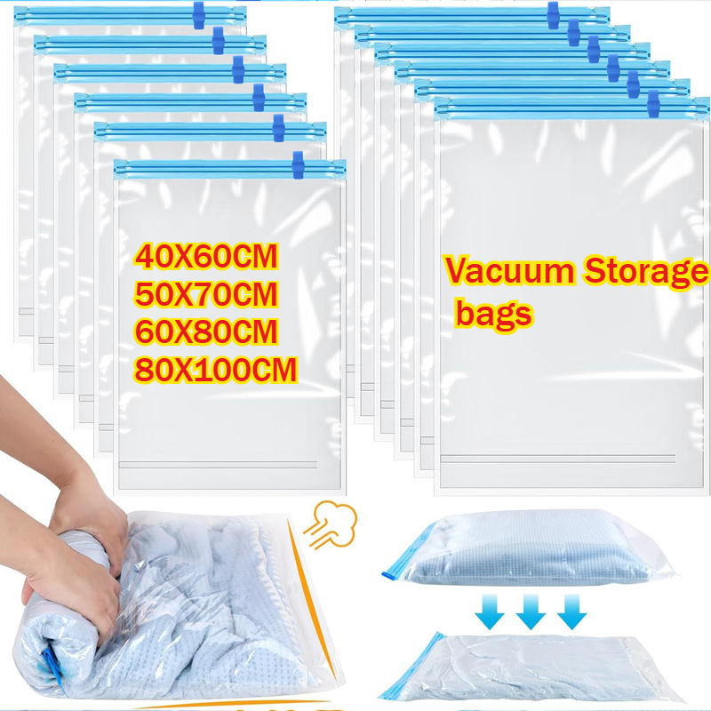8Stck Vakuum Lagerung Taschen Vakuum Beutel Kleidung Abdeckung für Kleidung Lagerung Große Kunststoff Kompression Leere Tasche Reise Zubehör
