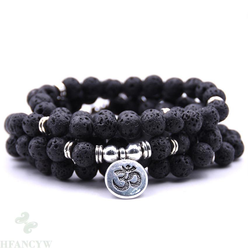 6mm Lava Stone Volcanic Bracelet 108 Beads Buddha Pendant Spirituality Cuff Classic Lucky Cheaply Wristband Diy Monk