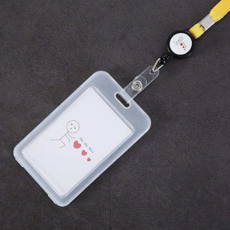 1PCS Cartoon PVC Student School Bus ID Creidt Card Holder Bag Case Nurse Doctor Office ID Name Bank Card Cover With String: j