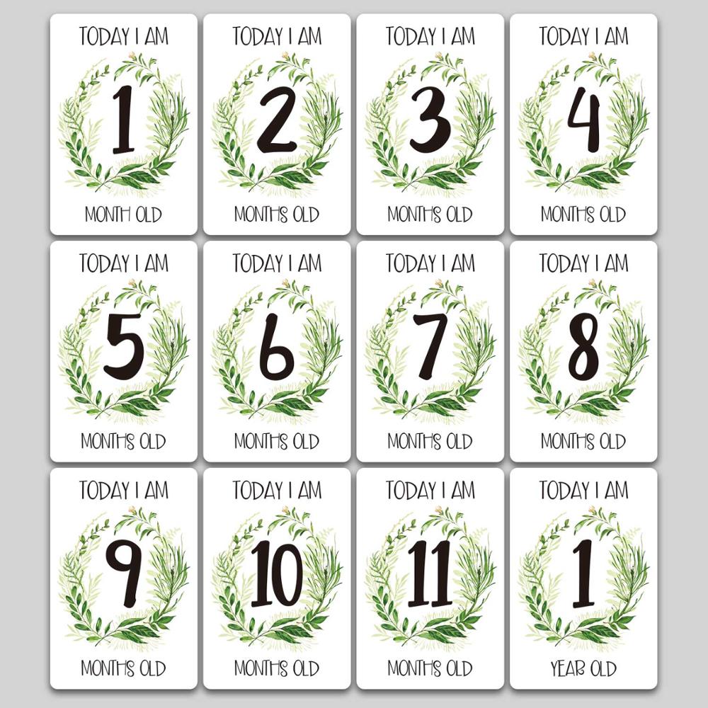 12 Pcs Mese Autoadesivo Del Bambino Fotografia Milestone Memorial Mensile Bambini Appena Nati Commemorative Numero di Carta Foto Puntelli Accessori: Grigio scuro