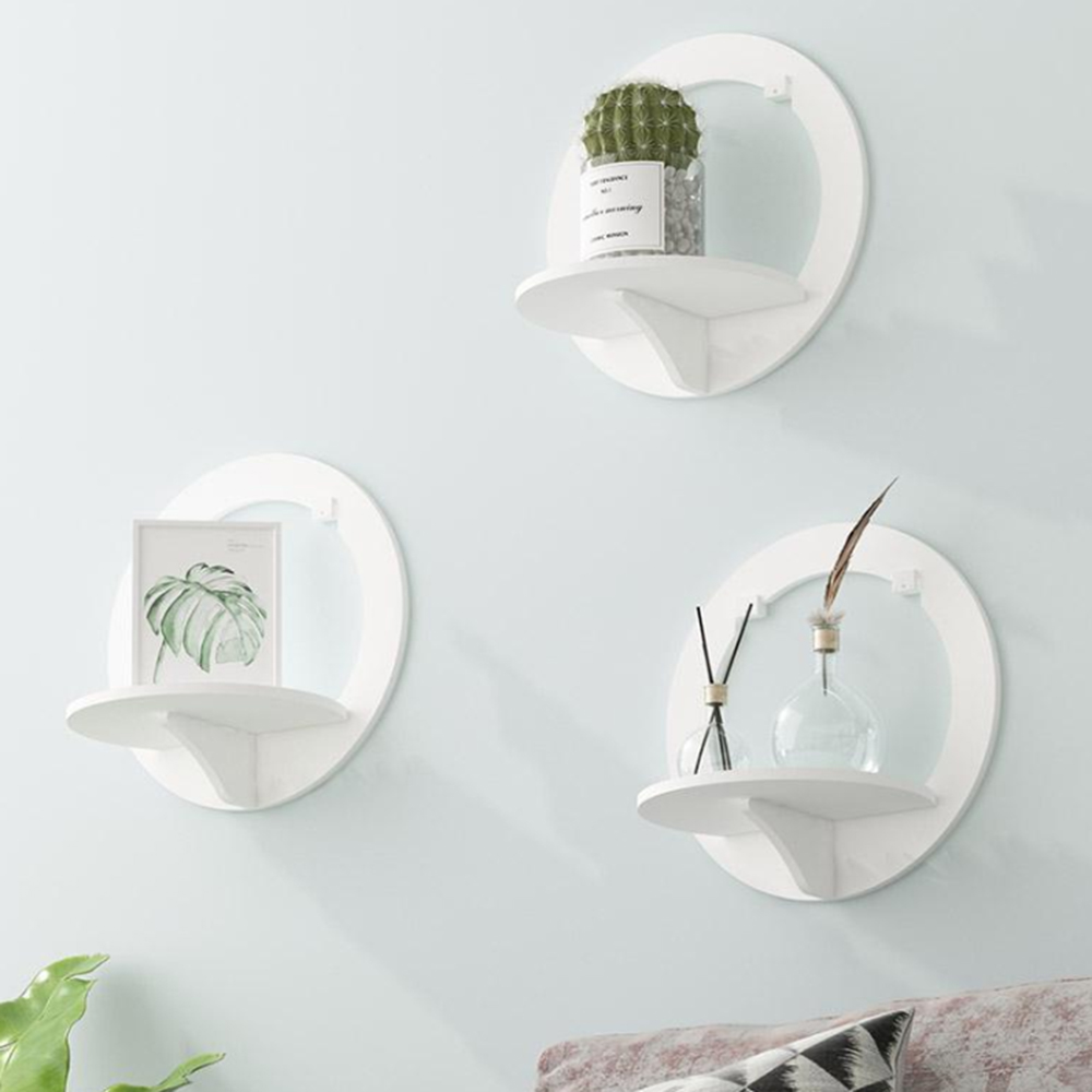 Free Punching Wall-Mounted Wall Shelf Hanger Bedroom Balcony Bedside Shelf Round Square Flower Pot Stand Decoration
