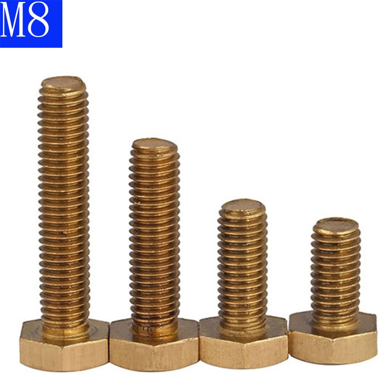 M8 - 1.25 8mm vis à tête hexagonale en laiton massif boulon boulons à tête hexagonale DIN933