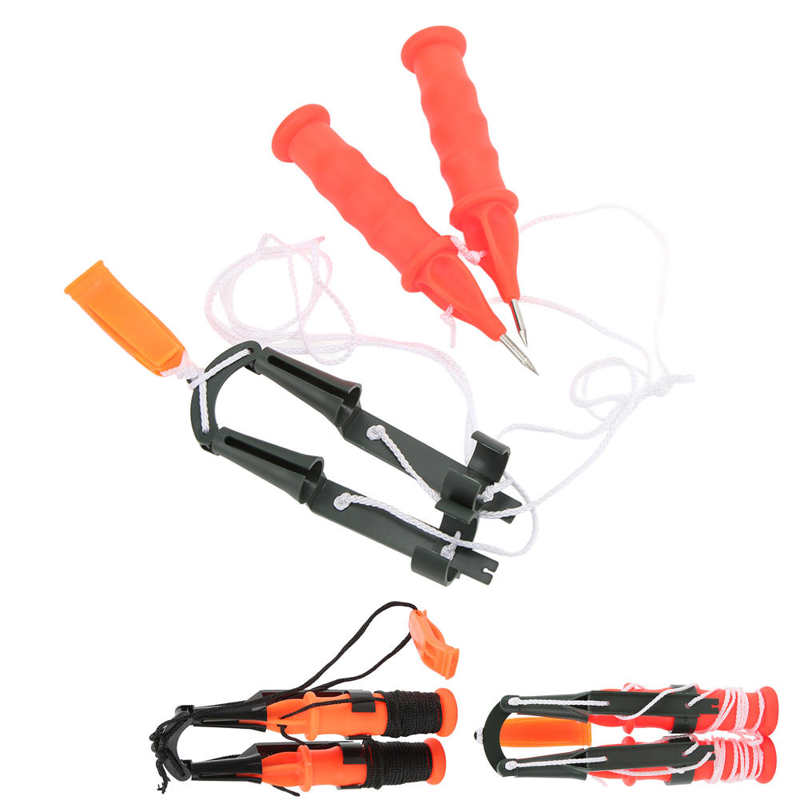 Fishing Ice Picks Orange Handle Life Saving Ice Pick with Emergency Whistle for Hiking and Fishing