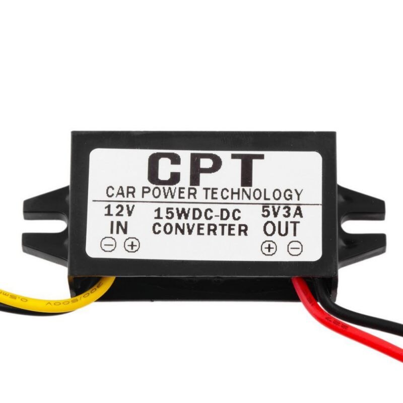 Bil power converter letvægts led display oplader regulator kompakt 12v to 5v 3a 15w