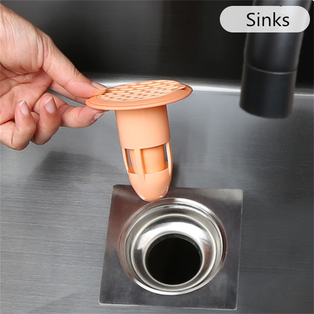 Bath Shower Floor Strainer Silicone Floor Drain Core Kitchen Bathroom Water Drain Filter Cover Plug Trap Siphon Sink Deodorant