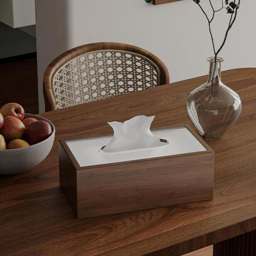 Houten Tissue Box Houder - Chinese Stijl - Desktop Organizer met Acryl Deksel