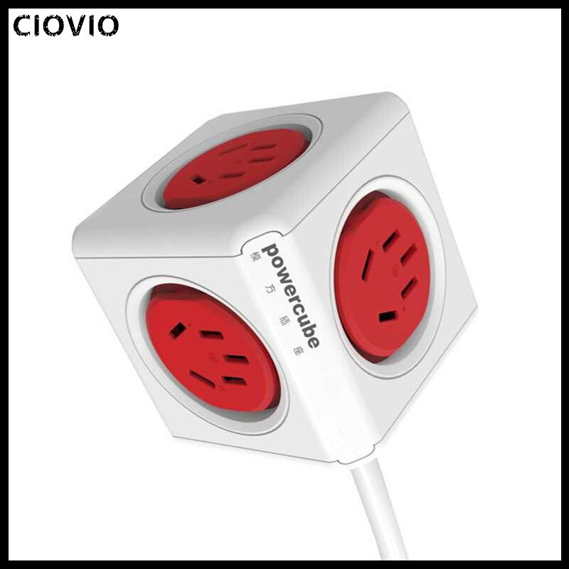 CIOVIO Smart Home Power Cube Socket Plug 4 Outlets With 2USB Power Strip Adapter Multi Switched Sockets