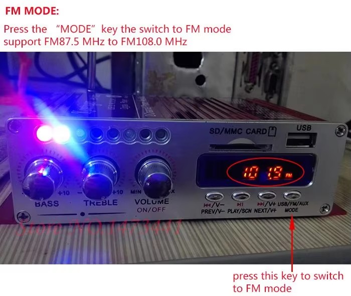 DC 12V Mini Bluetooth Amplifiers Headphone Amp SD/USB Play FM Radio With Remote Control For Home/Car Dac
