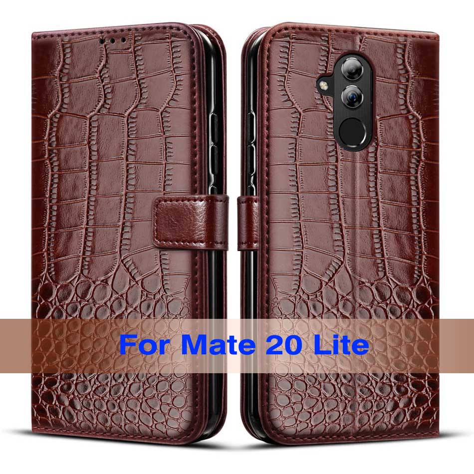 Huawei mate 20 lite fodral mate 20 lite skal silikon tpu magnetfodral för huawei mate 20 lite 20 lite sne -lx1 telefonfodral flip: Mörkbrun