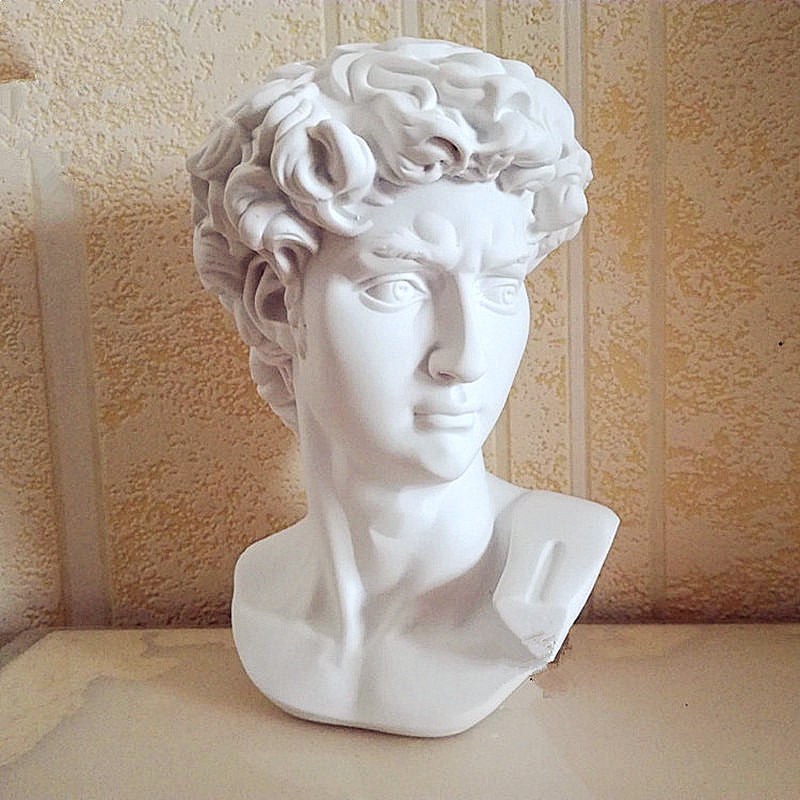 David retratos de la cabeza busto Mini Gypsum estatua Michelangelo Buonarroti arte de resina y práctica de dibujo artesanal para la decoración del hogar de resina: Default Title
