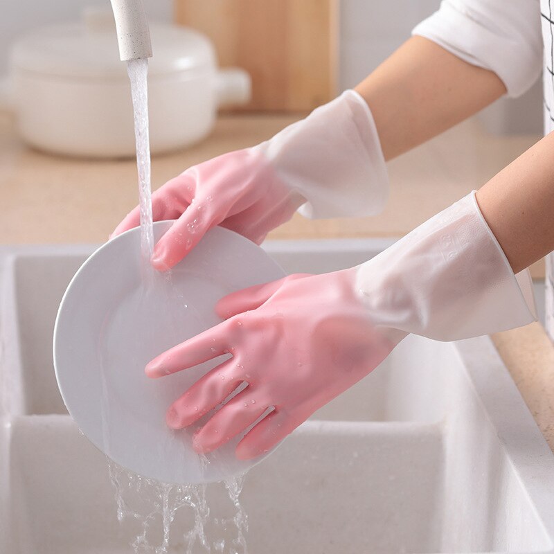 Gradient Color Dishwashing Gloves Thin Section Housework Clean And Durable Kitchen Laundry Waterproof Latex Gloves Cleaning Tool