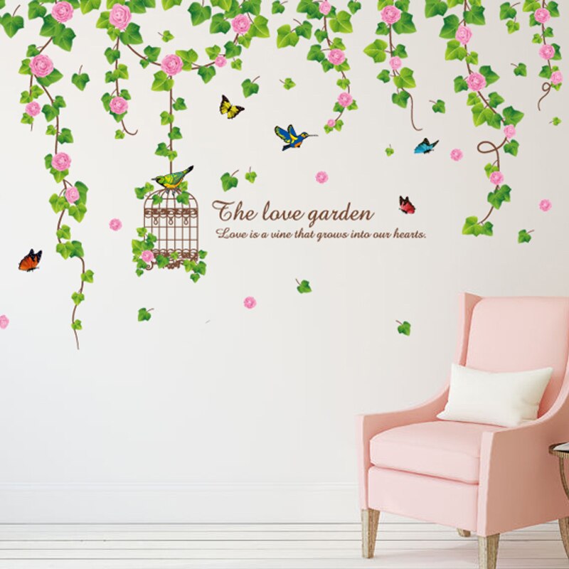 [shijuekongjian] blomma vinstockar väggdekaler diy gräs vagn väggdekaler för hus vardagsrum sovrum dekoration