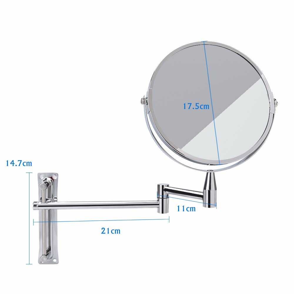 Wall Mount Makeup Mirror 5X Magnifying Folding Arm Extend Bathroom Mirror 360 Rotating Adjustable Cosmetic Makeup Mirrors: Default Title