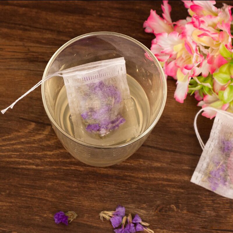 100 teile/los Tee Taschen Natürlichen Mais Faser PLA Biologisch Abgebaut Tee Filter Kaffee boden beutel mit saiten leere teebeutel leere taschen
