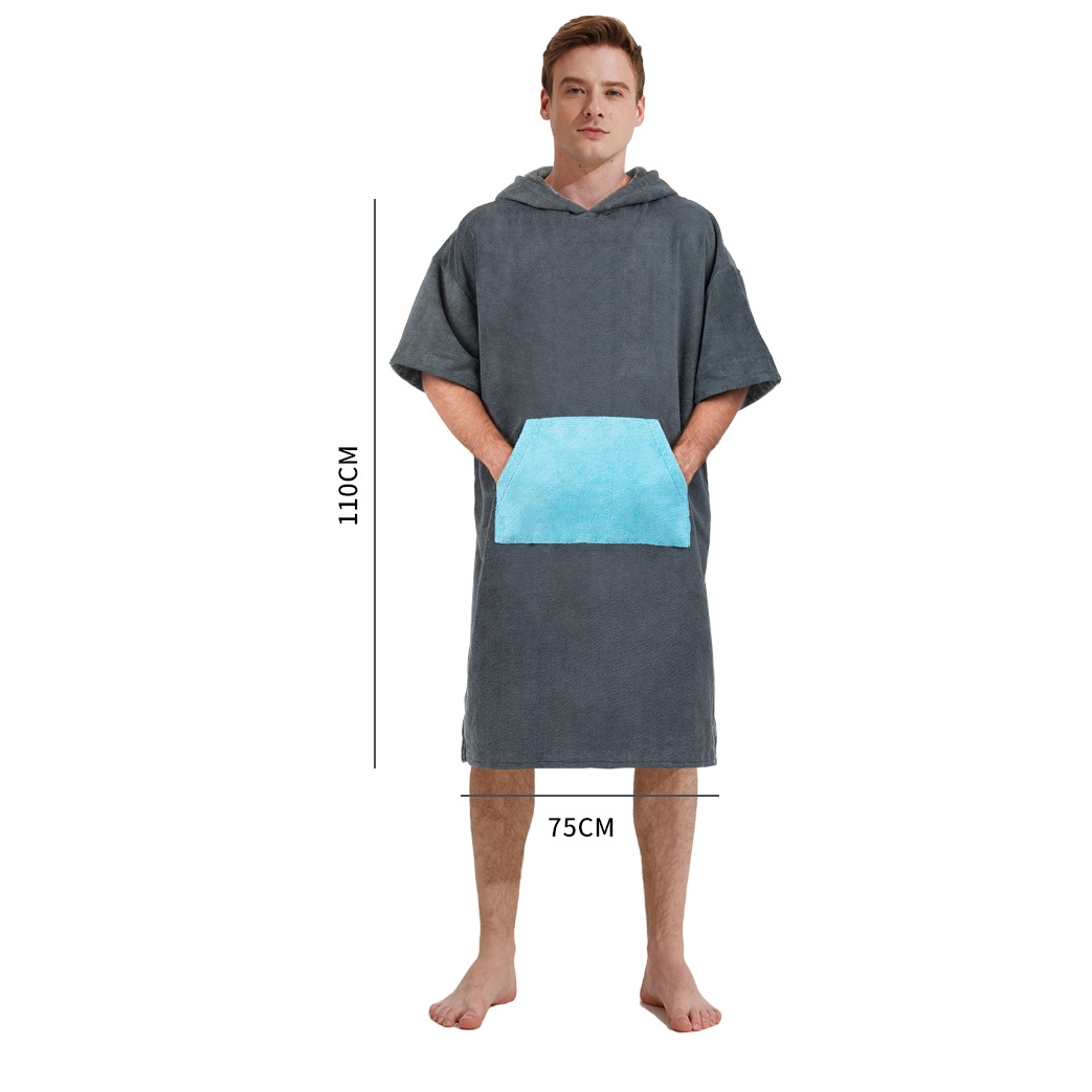 Microvezel handdoek met capuchon voor volwassenen, geschikt voor zwemmen, strand, reizen, sneldrogende omkleedjas, cape, badhanddoek, badjas, surfponcho, sauna