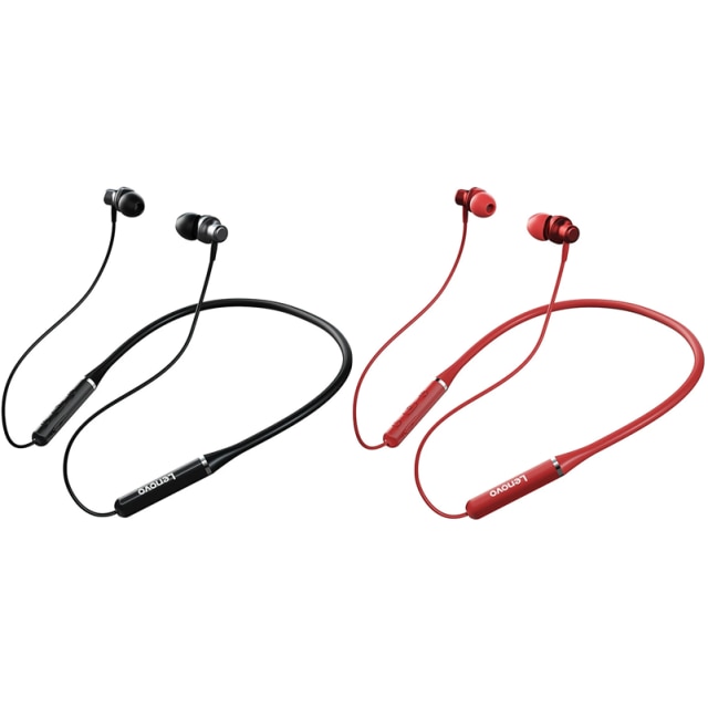 Original Lenovo wireless headset HE05 Bluetooth-compatible 5.0 Earphone Neckband Наушники Noise Cancelling Mic Waterproof stereo: black and red