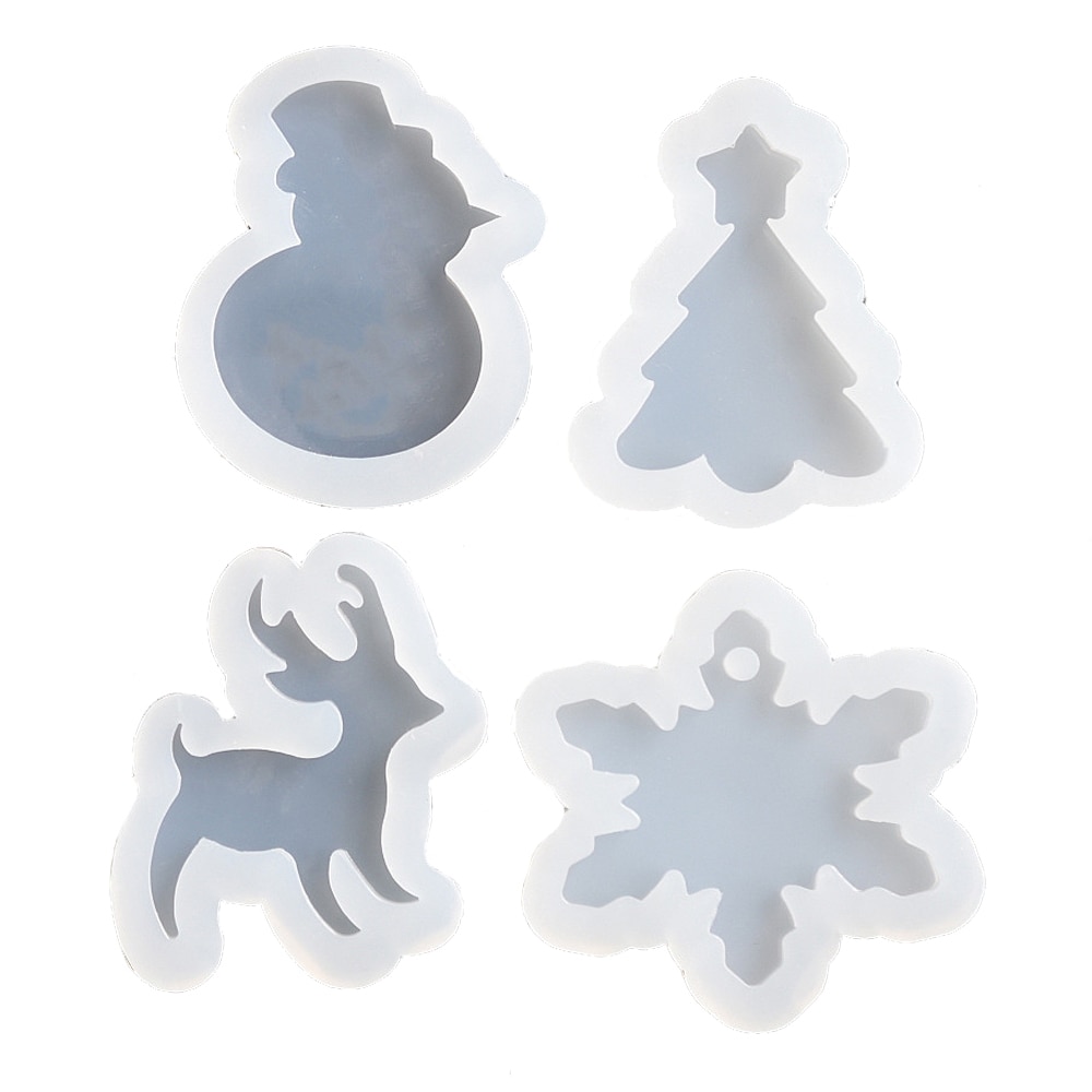 Molde de silicona para joyería árbol de Navidad ciervo Snowma encantos colgante resina silicona molde hecho a mano herramienta Moldes de resina epoxi