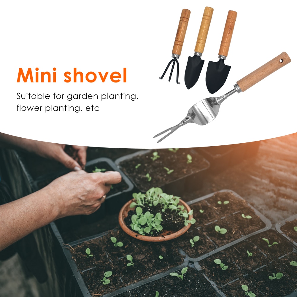 4pcs Shovel Rake Spade Mini Garden Tools for Cultivator Weeder Transplant Tools Balcony Potted Plant Flower Spade Shovel Rake