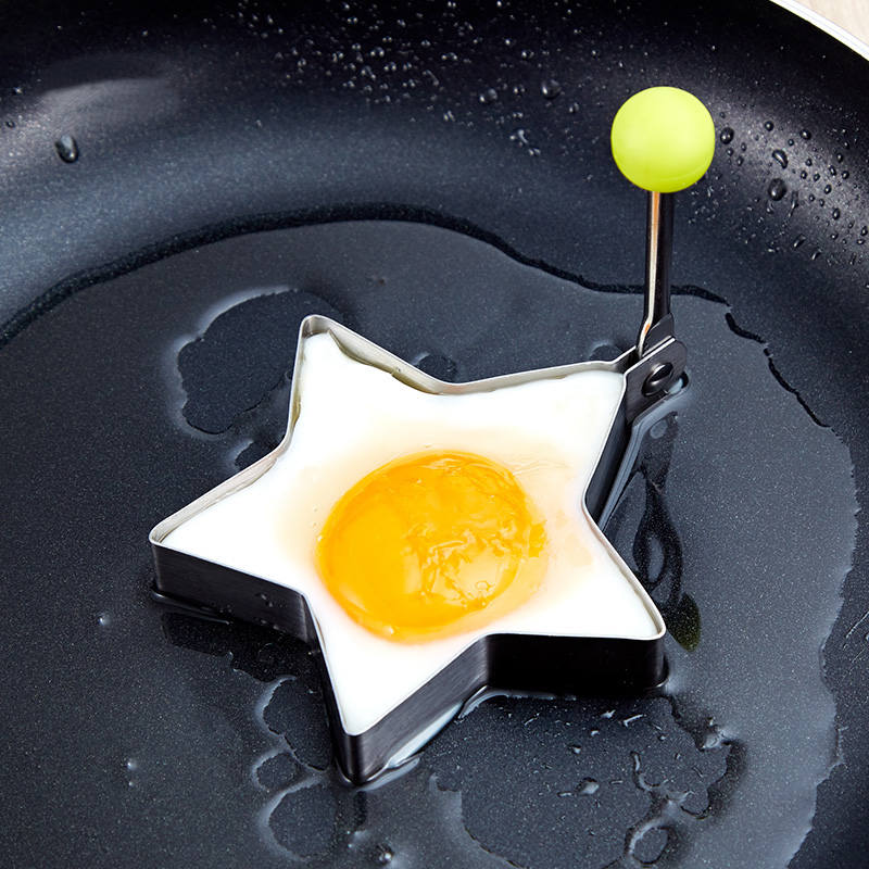 Gør-det-selv-stegt æg form rustfrit stål stjerne blomst rundt kærlighed hjerte morgenmad spejlæg form omelet æggeværktøj: Stjerne