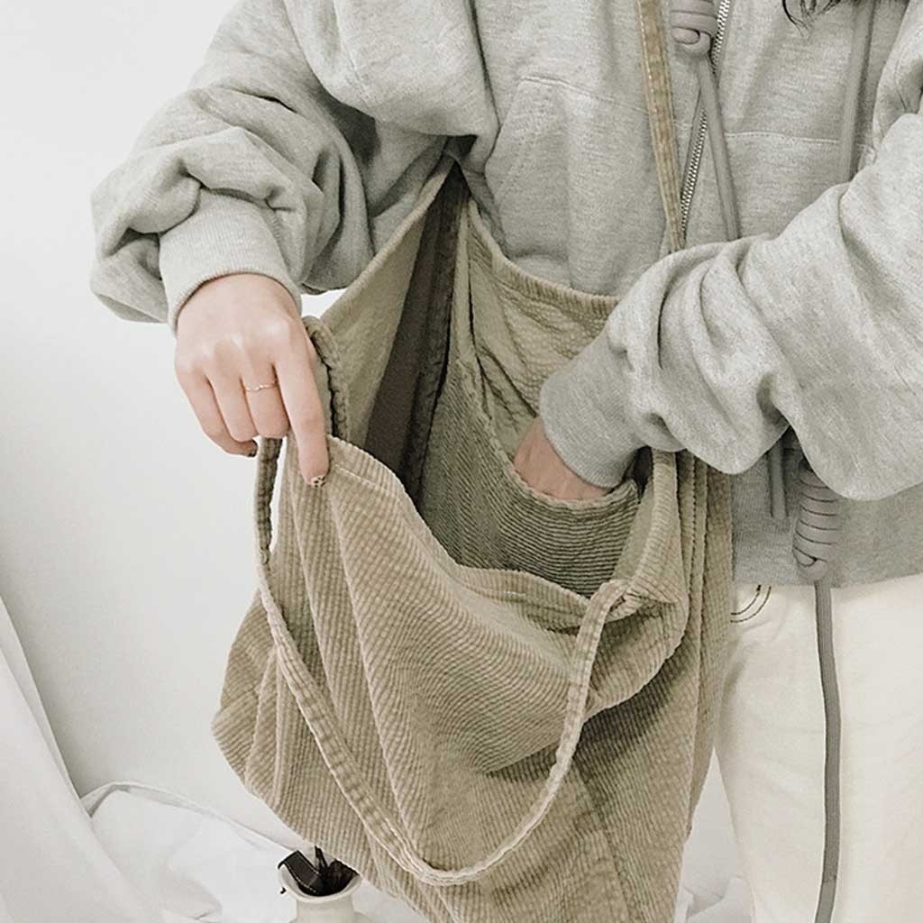 Frauen Cord Leinwand Tote Handtasche Weibliche Tuch Große Kapazität Tote Junge Damen Casual Einkaufstasche Mädchen Mehrweg Tasche E3