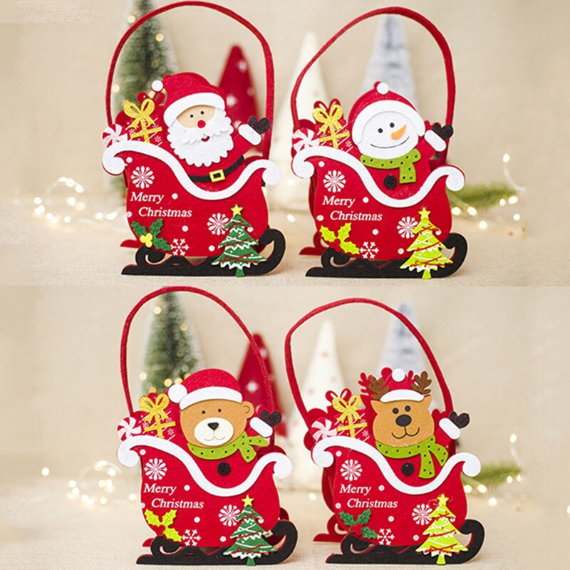 Mand Kerst Decoratie Kerst Snoep Mand Kerst Cadeau Voelde Opslag Mand Creatieve Ornamenten Wrap Opslag