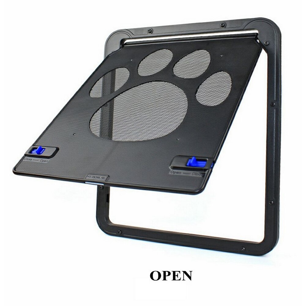 Puerta de mascota perro de grande de 43CM, seguro, puerta de pantalla magnética bloqueable para perros, puerta de ventana para mascotas, estampado de pata libremente, fácil de instalar: Default Title
