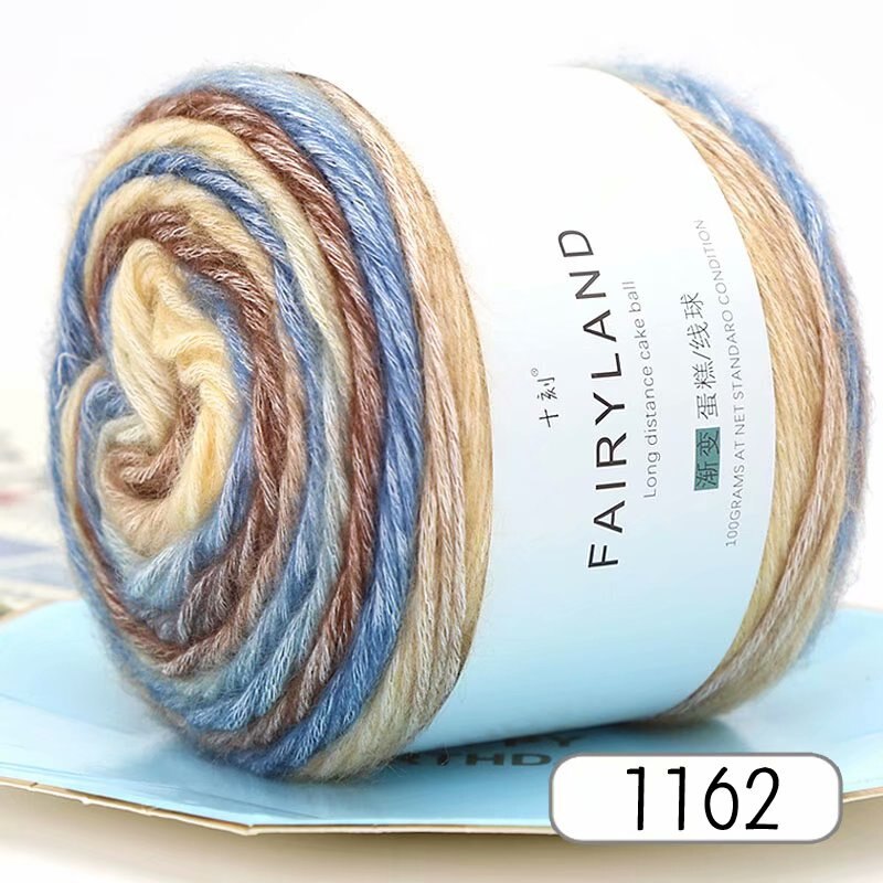 100g Rainbow Color Hand-woven Cotton Yarn Soft Crochet Thick Yarn For Hand Knitting Warm Sweater Sofa Cushion Scarf DIY: 1162