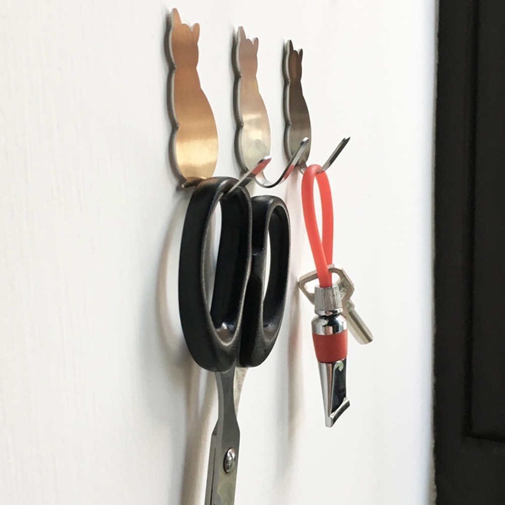 2 Stuks Zelfklevende Muur Haken Sterke Zelfklevende Badkamer Metalen Kat Muren Patronen Sticker Deur Handdoek Hanger