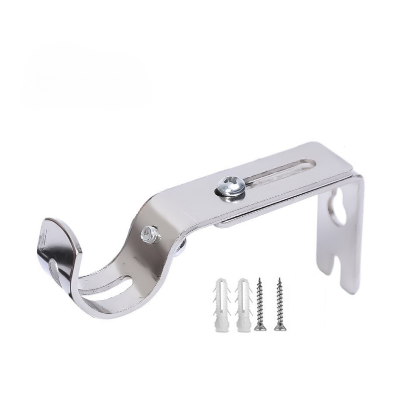 2Pcs Extendable Adjustable Curtain Rod Support with Screws Durable Curtain Rod Bracket Curtain Rod Holder Window Hardware: XS / Silver