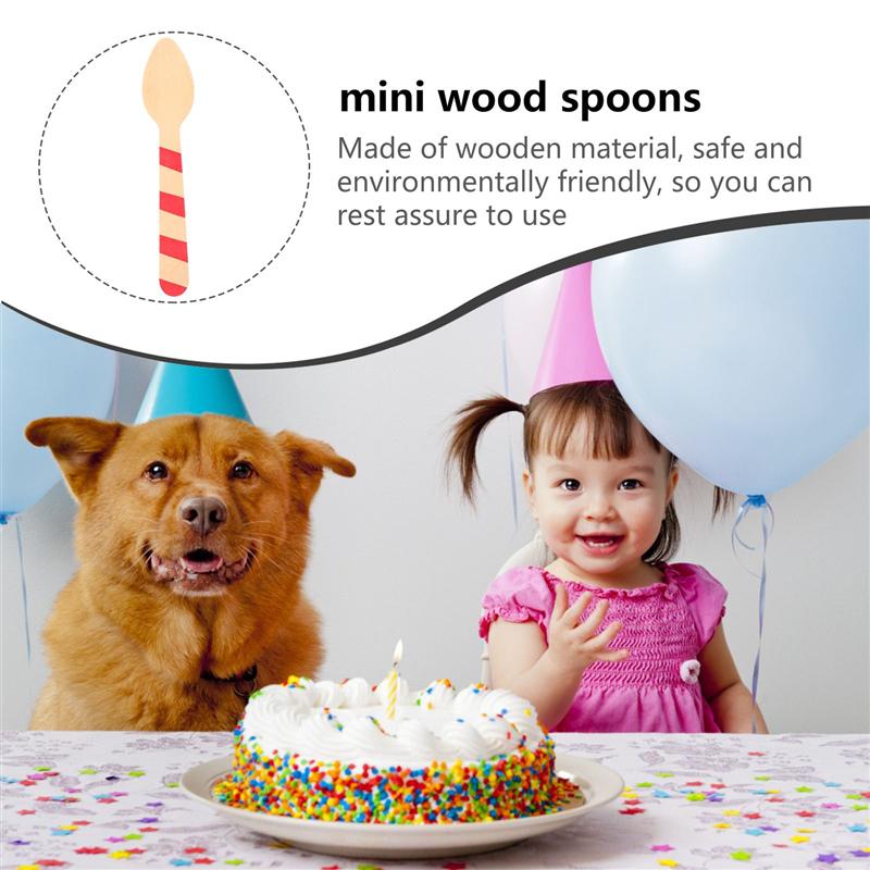 20 Stuks Lepels Wegwerp Lichtgewicht Draagbare Mode Dessert Scoops Ijs Lepels Houten Lepels Voor Winkel Party